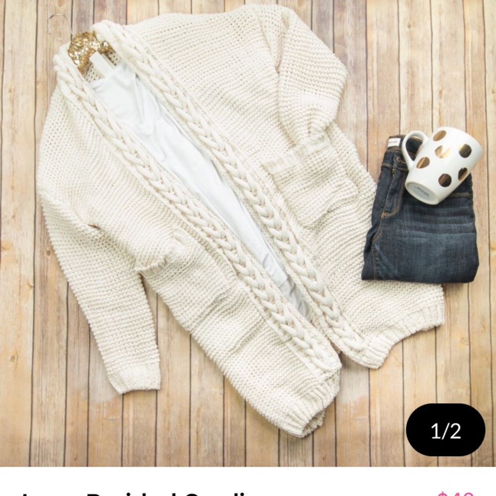 Ivory Braided Cardigan